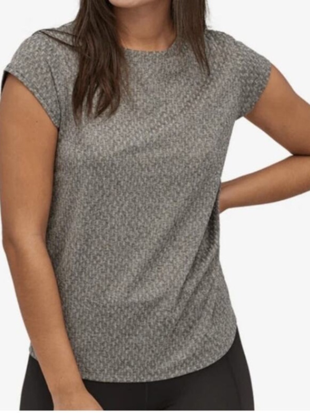 Patagonia Women's Gray Short Sleeve Crewneck Top active wear size L gym workout